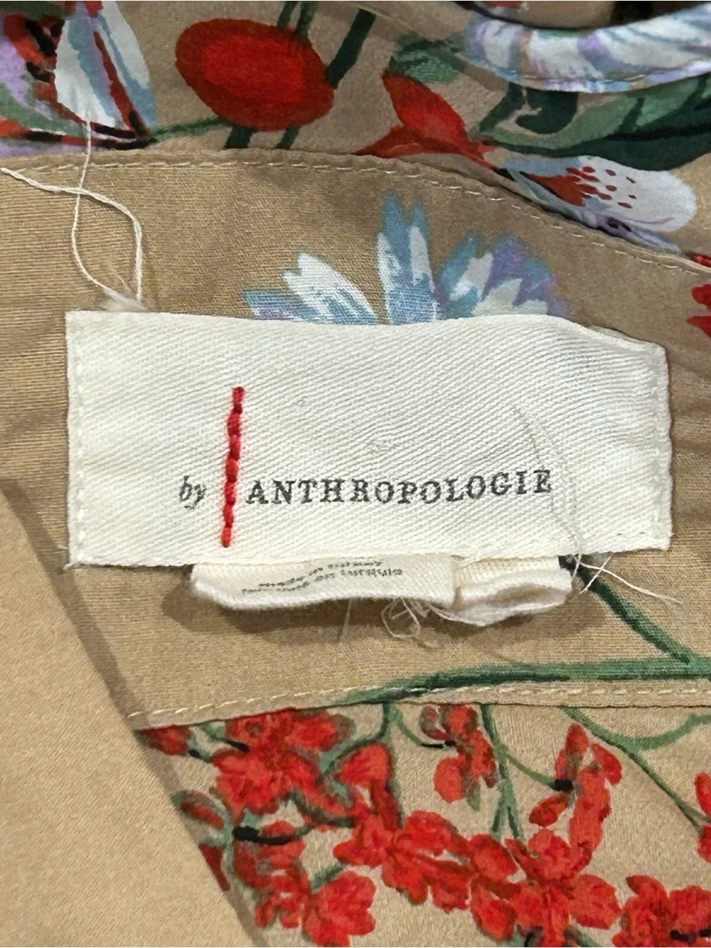 Anthropologie Floral Tiered Maxi Dress in Tan and Green - Picture 6 of 6